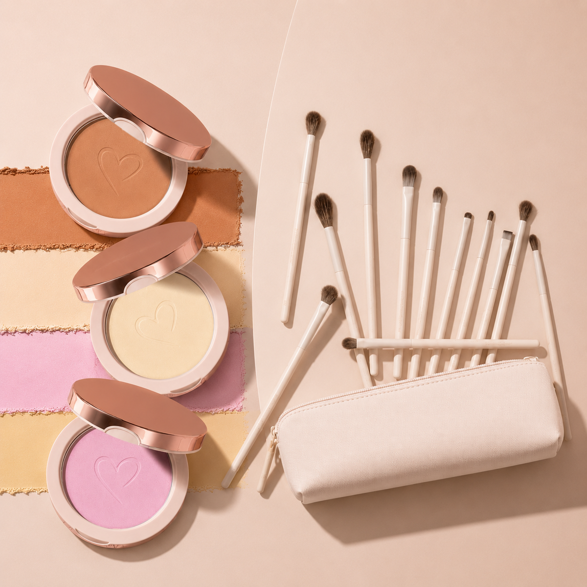 Set 12 Brochas + Polvo Fijador Beauty (Combo especial)